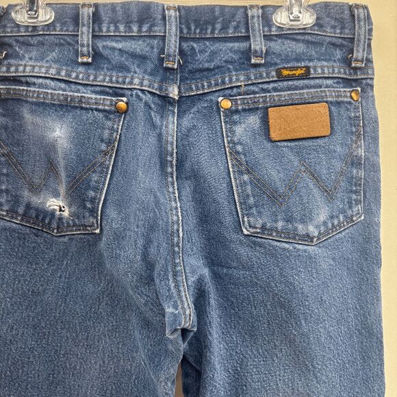 Wrangler 936PWD Mens 31x30 Jeans Slim Fit Cowboy Cut Blue Wallet Fade Distress - Picture 1 of 9